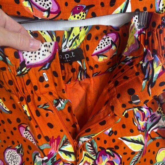 OPT Two Piece Linen Blend Set Top & Shorts Hawaiian Floral Polka Dot Print S/M* - Picture 11 of 15